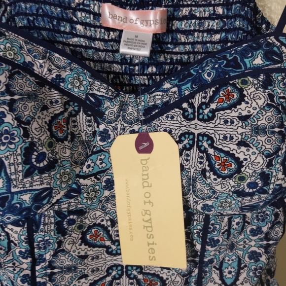 NWOT Band of Gypsies Blue Paisley Bustier Mini Fit and Flare Dress - Picture 4 of 8